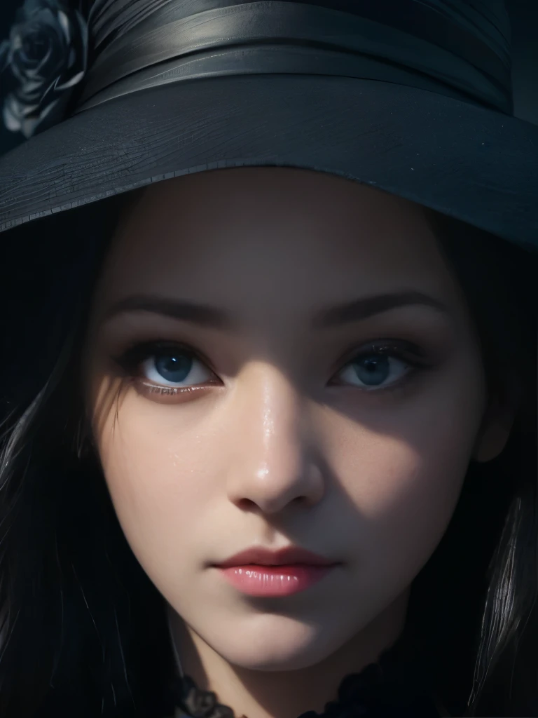 masterpiece、Ultra high definition、Close-up of woman in black and blue dress、Highly detailed digital art in 8K、8K Detailed Digital Art、Realistic Digital Art 8k、リアルなDigital Art 16K、Amazing digital illustrations、Beautiful SF Girl Portrait、SF Women's Portraits、Digital Art 16K、Delicate beautiful girl face、Clear Eyes、Sparkling Eyes、Long eyelashes、Soft, silky white skin texture、Super detailed、Epic portrait illustration