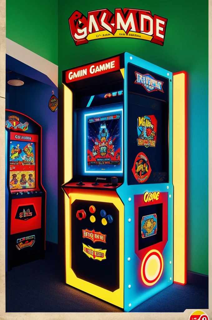 gaming arcade poster suitable for kids and designed to be extremely cool