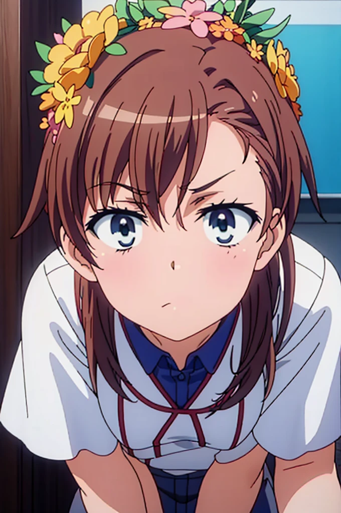 Highest quality, masterpiece, High resolution, alone, Misaka Mikoto，（Glaring Eyes），（Large Breasts），（big_Areola），Pussy，Mansuji，Completely naked，（whole body），Evening sky_background，Young Girl，Anime Style, Highest quality, 4K, masterpiece,， alone, 1,whole body，looking at the camera, Shinkai Makoto style, （red_yellow‗_coat）Sharp Eyes，（Full Finger）, （Accurate fingertips）, （The finer details）, （Anatomically correct）, (映画のbackground), Hyper Detail, (Subtle details), (Intricate details),