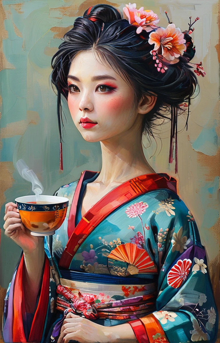 Geisha drinking tea