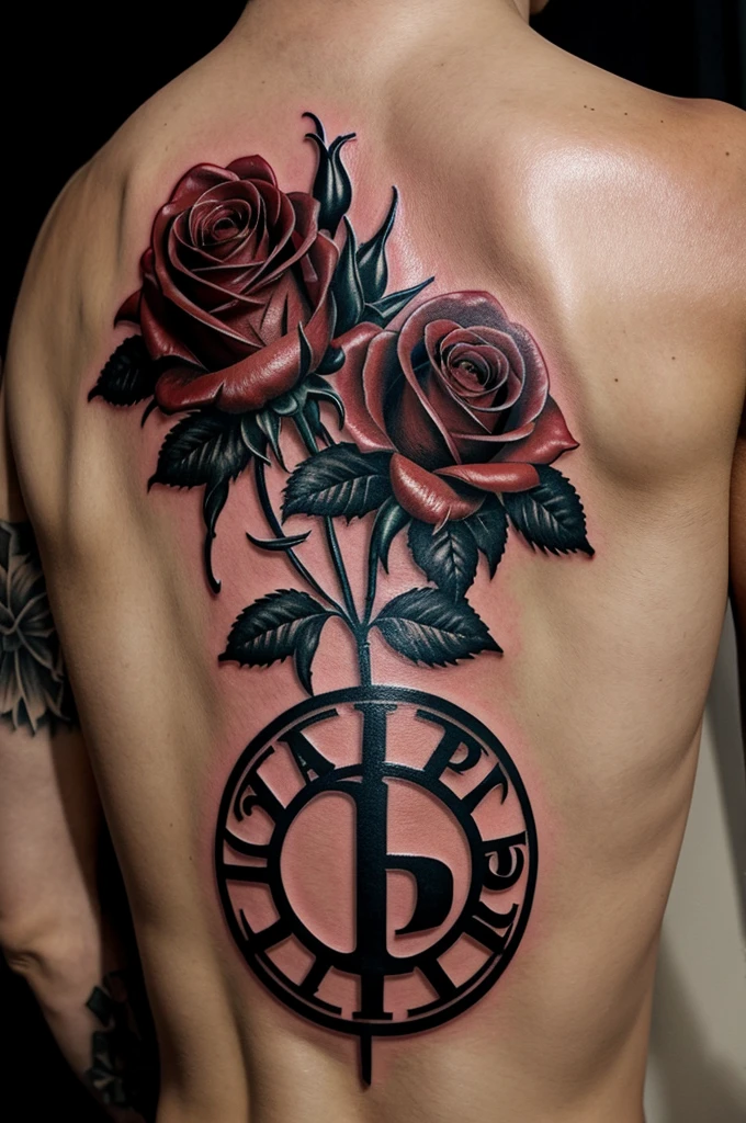 Rammstein logo tattoo with roses