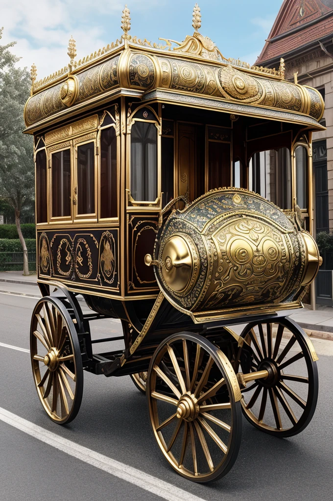 Prompts
Copy
RPG Model SilverSapphireAI ,Bronzepunk REDONE , EbonyGoldAI, An unusual carriage made of silver stands on the road; ,Its bronze wheels are visible , The golden faces of lions are visible on the side doors of the carriage ,A gold engraving in the form of patterns on the front of the carriage is visible , Front light