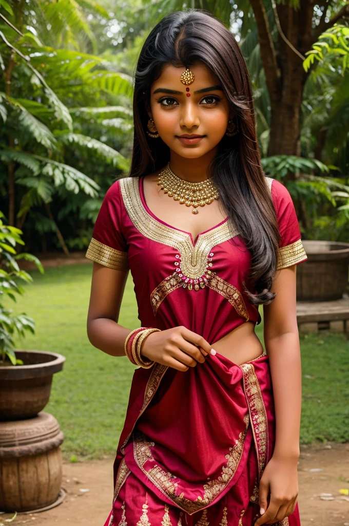 Create a Indian young girl in Indian dress.