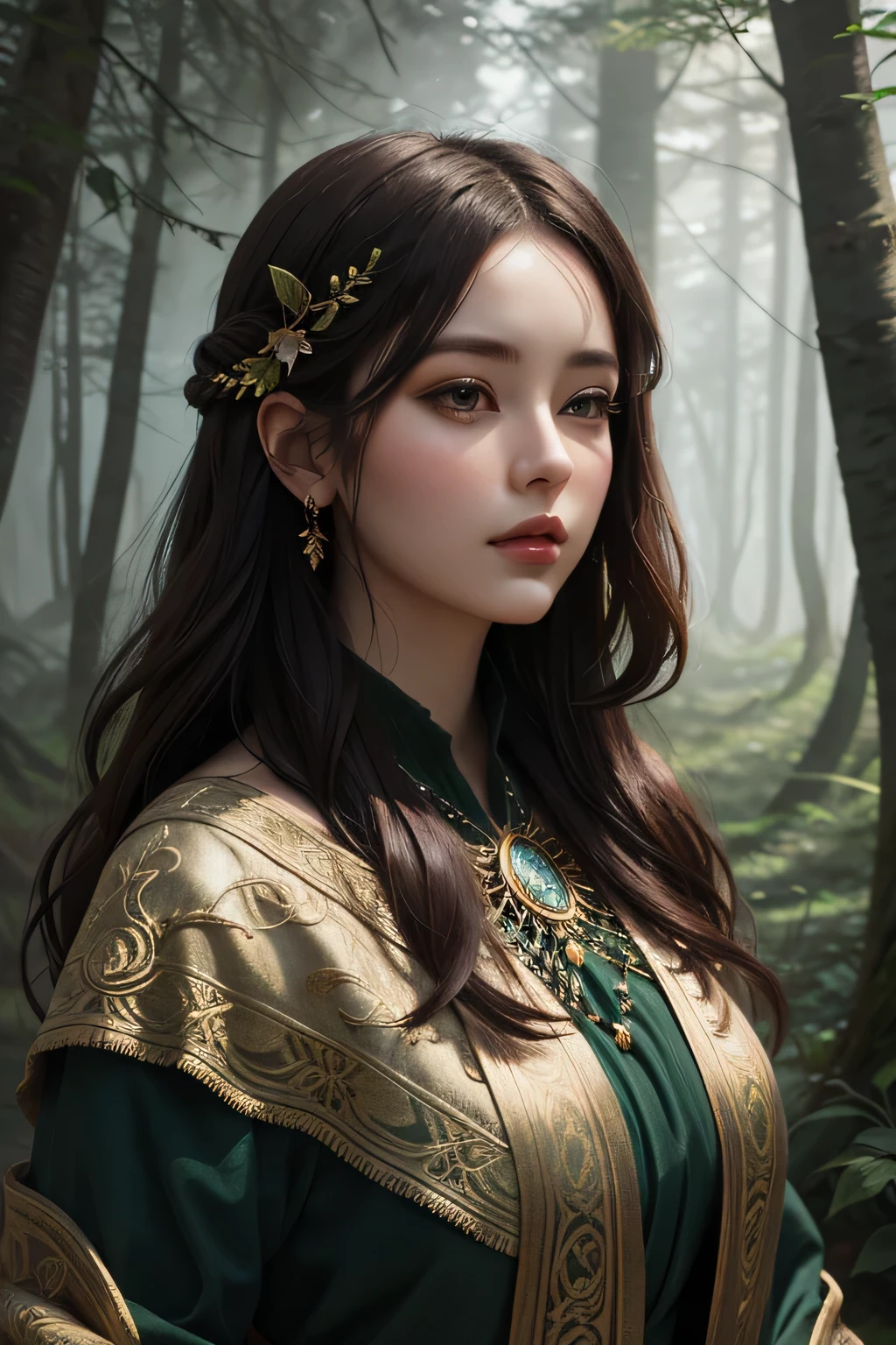 porrtrait of a woman in an ancient mystical forest with digital painting in a fantasy landscape style
masterpiece, best quality, intricate detail,