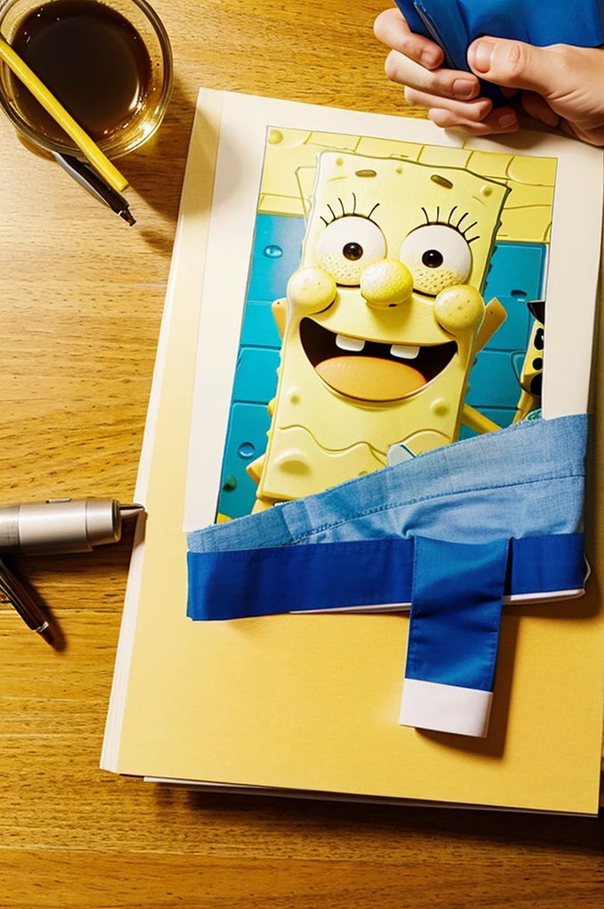 Draw a picture of SpongeBob reading a book