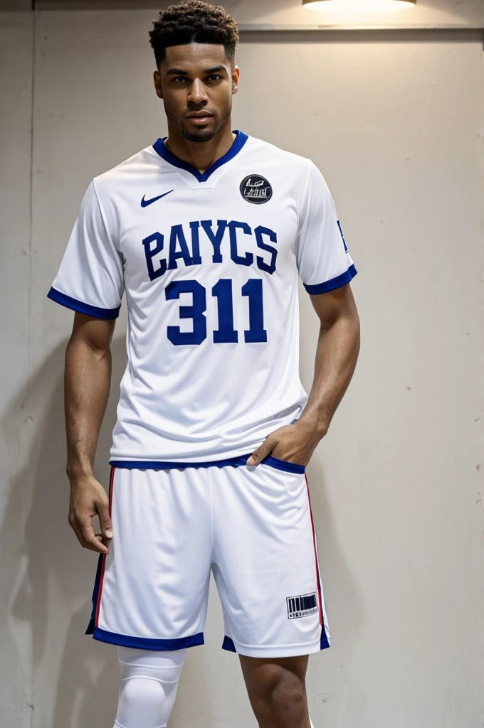 Un Jersey de basketball en base a los colores blanco y CAFE