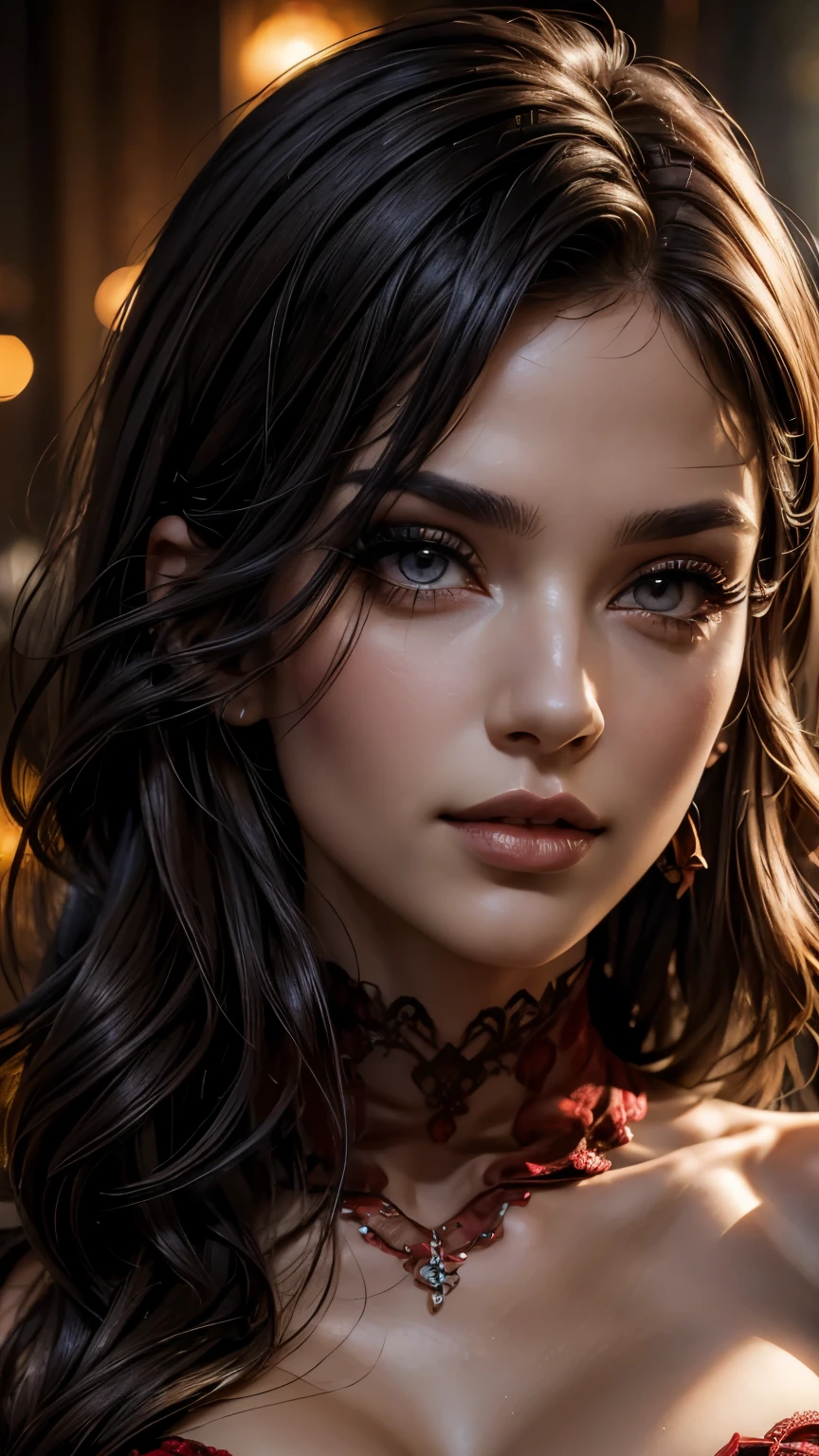 (best quality,4k,8k,highres,masterpiece:1.2),ultra-detailed,(realistic,photorealistic,photo-realistic:1.37), HDR, UHD, studio lighting, ultra-fine painting, sharp focus, physically-based rendering, extreme detail description, professional, vivid colors, bokeh, portraits, beautiful detailed eyes, beautiful detailed lips, extremely detailed eyes and face, long eyelashes, red color tones, seductive lighting