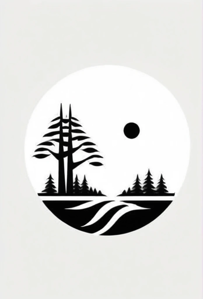 Japanese corporate logos nature、forest、Healing、A reassuring logo. A very cool design. Chic and modern design. Monotone background is pure white.