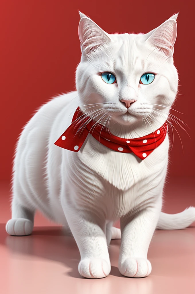 3d drawing of a white cat with red spots 