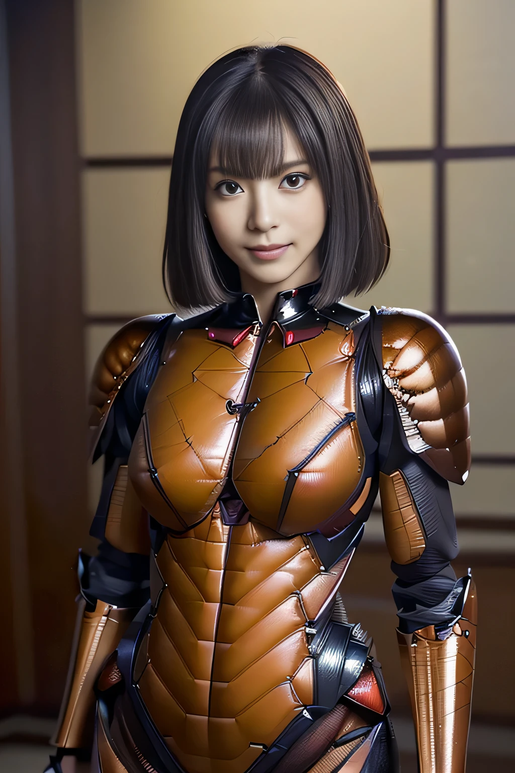 (high resolution,masterpiece,best quality,extremely detailed CG, anime, official art:1.4), realistic, photo, amazing fine details, all intricate, gloss and shiny,awesome many layers, 8k wall paper, 3d, sketch, kawaii, illustration,( solo:1.4), perfect female proportion,villainess, (fusion of dark brown cockroach and lady:1.4), (brown cockroach form lady:1.2), (brown cockroach lady:1.2), (fusion:1.2), (solo:1.4), (evil smile:1.2), muscular, abs, (cockroach brown exoskeleton bio insect suit:1.4), (cockroach brown exoskeleton bio insect armor:1.2), (brown transparency cockroach wing:1.4), (brown cockroach antennae:1.3),