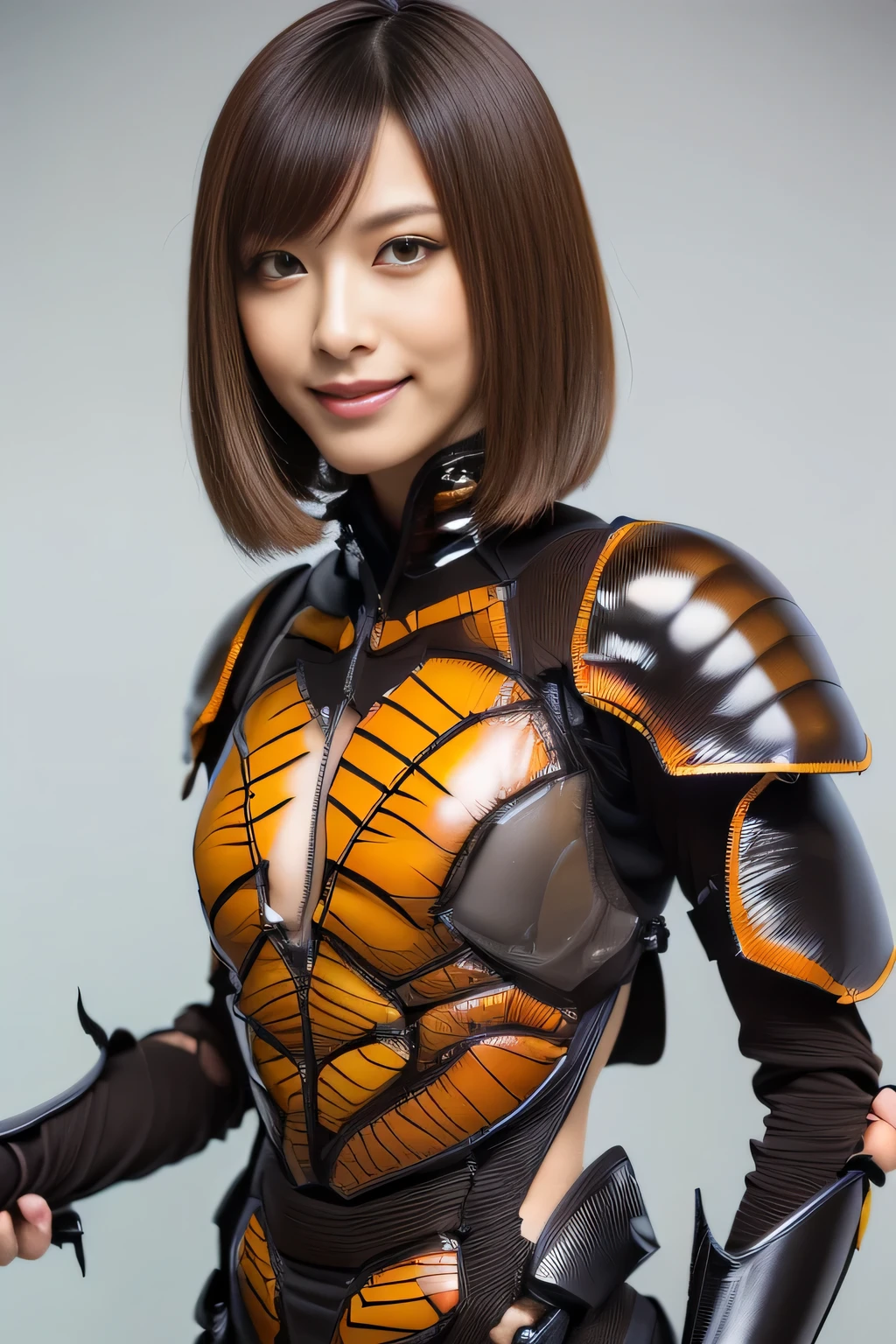 (high resolution,masterpiece,best quality,extremely detailed CG, anime, official art:1.4), realistic, photo, amazing fine details, all intricate, gloss and shiny,awesome many layers, 8k wall paper, 3d, sketch, kawaii, illustration,( solo:1.4), perfect female proportion,villainess, (fusion of dark brown cockroach and lady:1.4), (brown cockroach form lady:1.2), (brown cockroach lady:1.2), (fusion:1.2), (solo:1.4), (evil smile:1.2), muscular, abs, (cockroach brown exoskeleton bio insect suit:1.4), (cockroach brown exoskeleton bio insect armor:1.2), (brown transparency cockroach wing:1.4), (brown cockroach antennae:1.3),