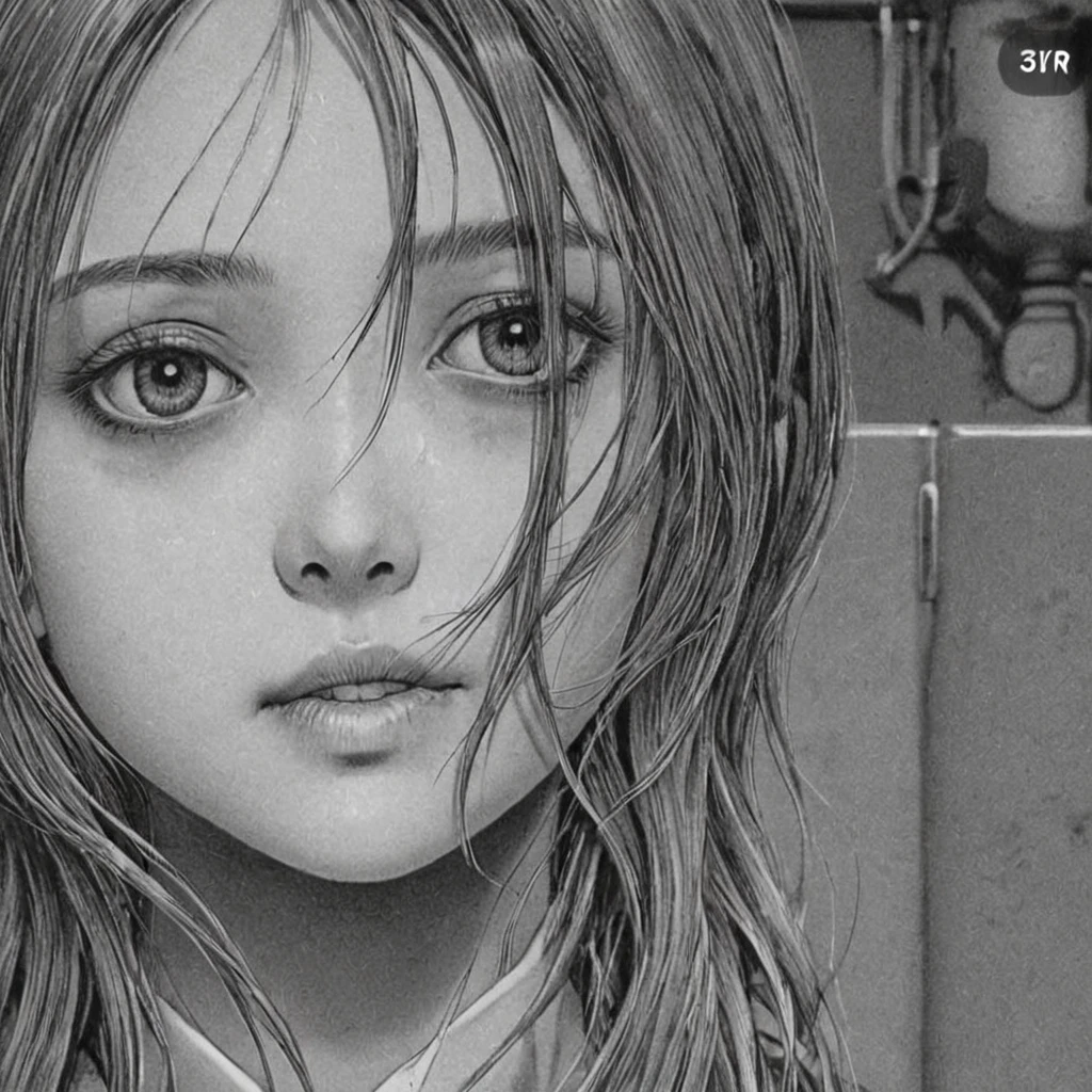 (anime), bizarre scenario, This is Junji, Yusuke Murata, black and white, 8K, anime, horror