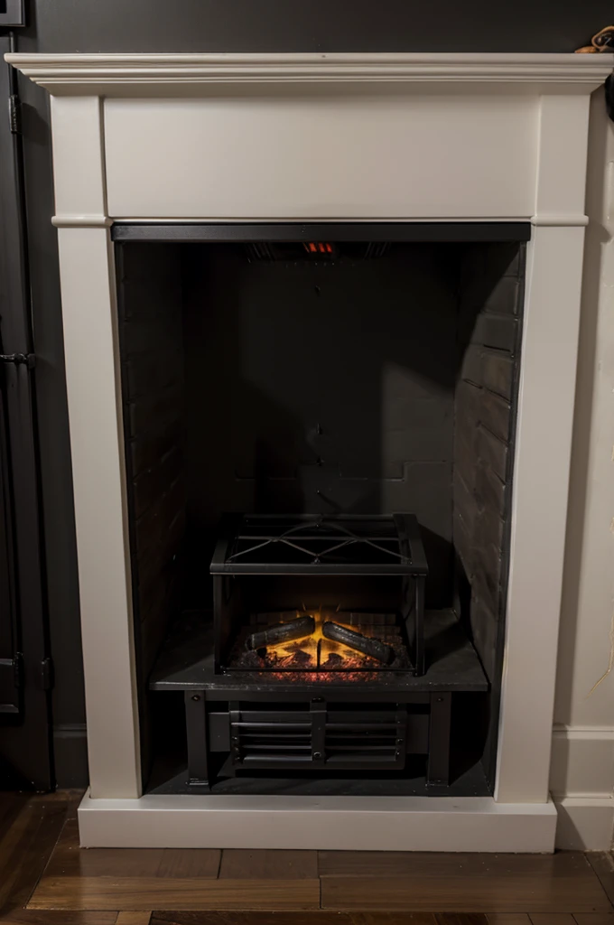 A coil inside a wall-mounted firebox