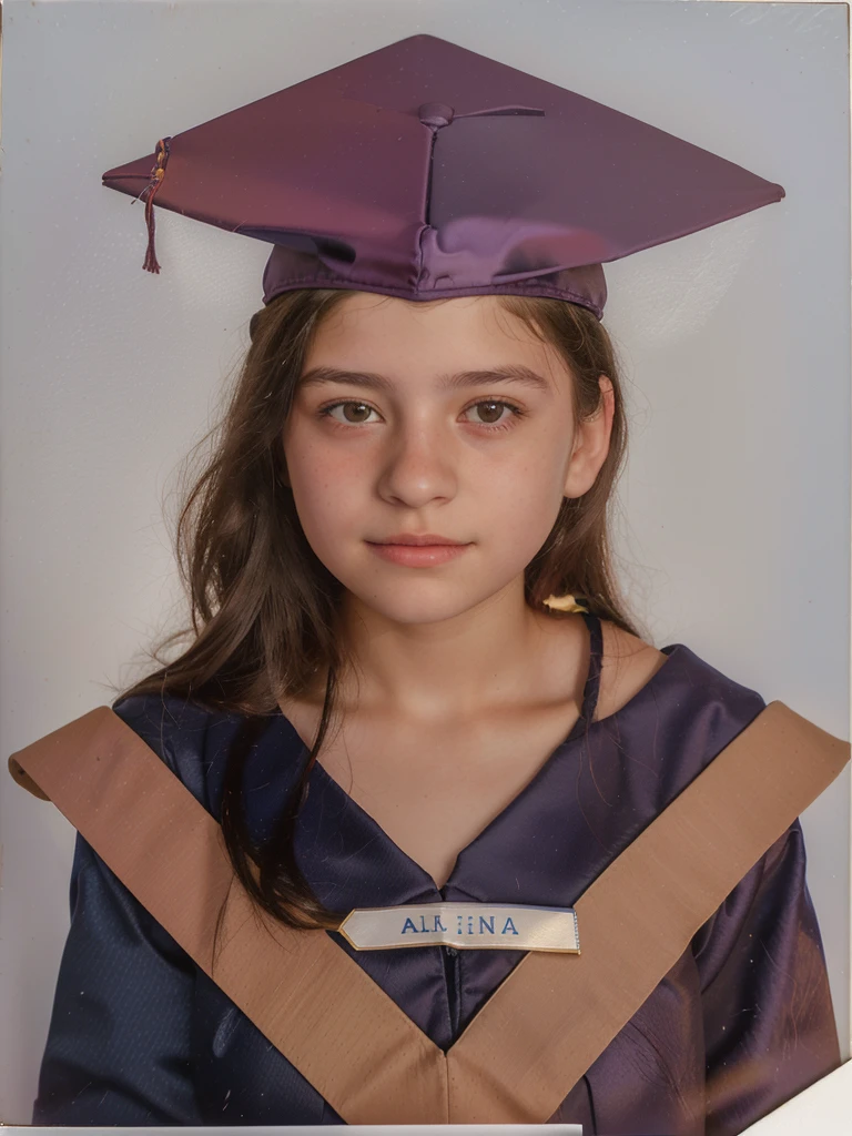 arafed photo of a girl in a graduation cap and gown, graduation photo, photo of the girl, Alanis Guillén, retrato frontal de una Little Made with Photoshop, closed portrait, professional photo, colored photo, digitally painted, Postgraduate, Student, , front portrait of a young man, 3 / 4 see portrait