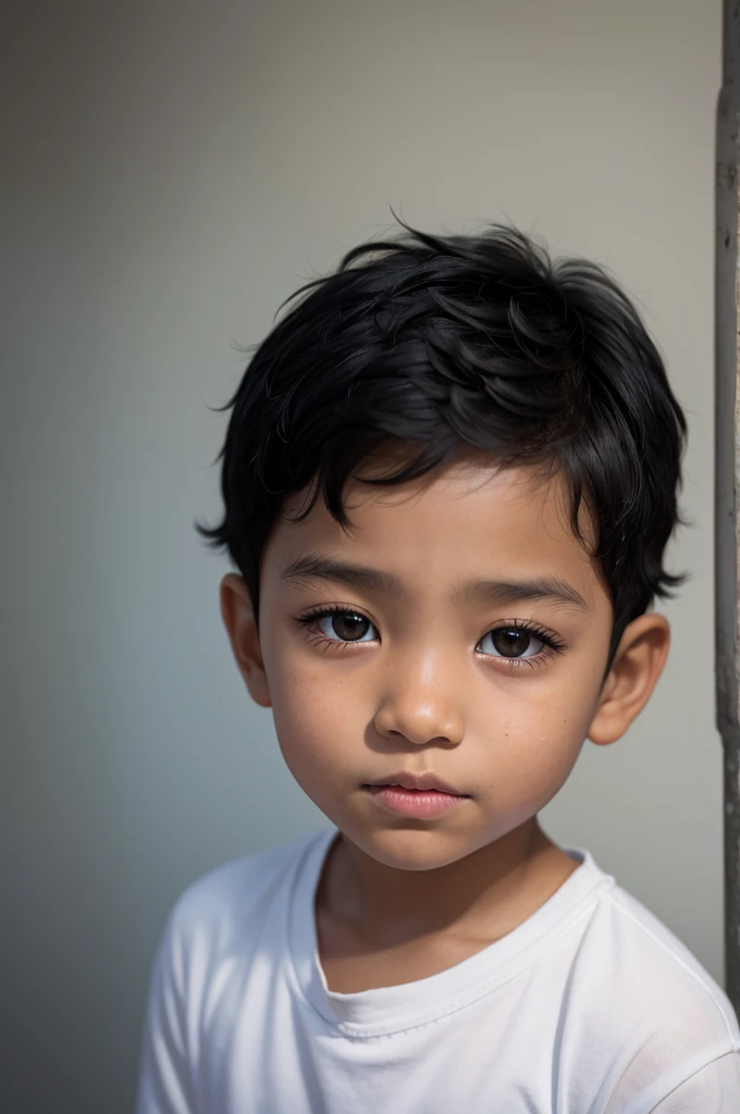 Black boy black eyes black hair six years old