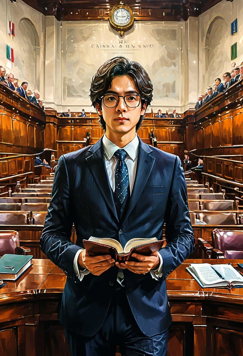 (Lawyer), movie "LEGAL HIGH", magazine cover, full body, award-winning, cinematic still, emotional, vignette, dynamic, vivid, (masterpiece, best quality, photorealistic, Professional, perfect composition, very aesthetic, absurdres, ultra-detailed, intricate details:1.3)