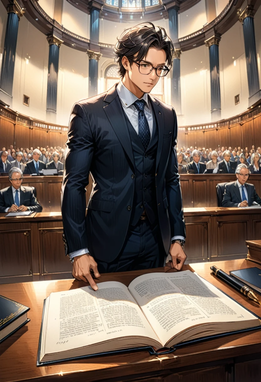 (Lawyer), movie "LEGAL HIGH", magazine cover, full body, award-winning, cinematic still, emotional, vignette, dynamic, vivid, (masterpiece, best quality, photorealistic, Professional, perfect composition, very aesthetic, absurdres, ultra-detailed, intricate details:1.3)
