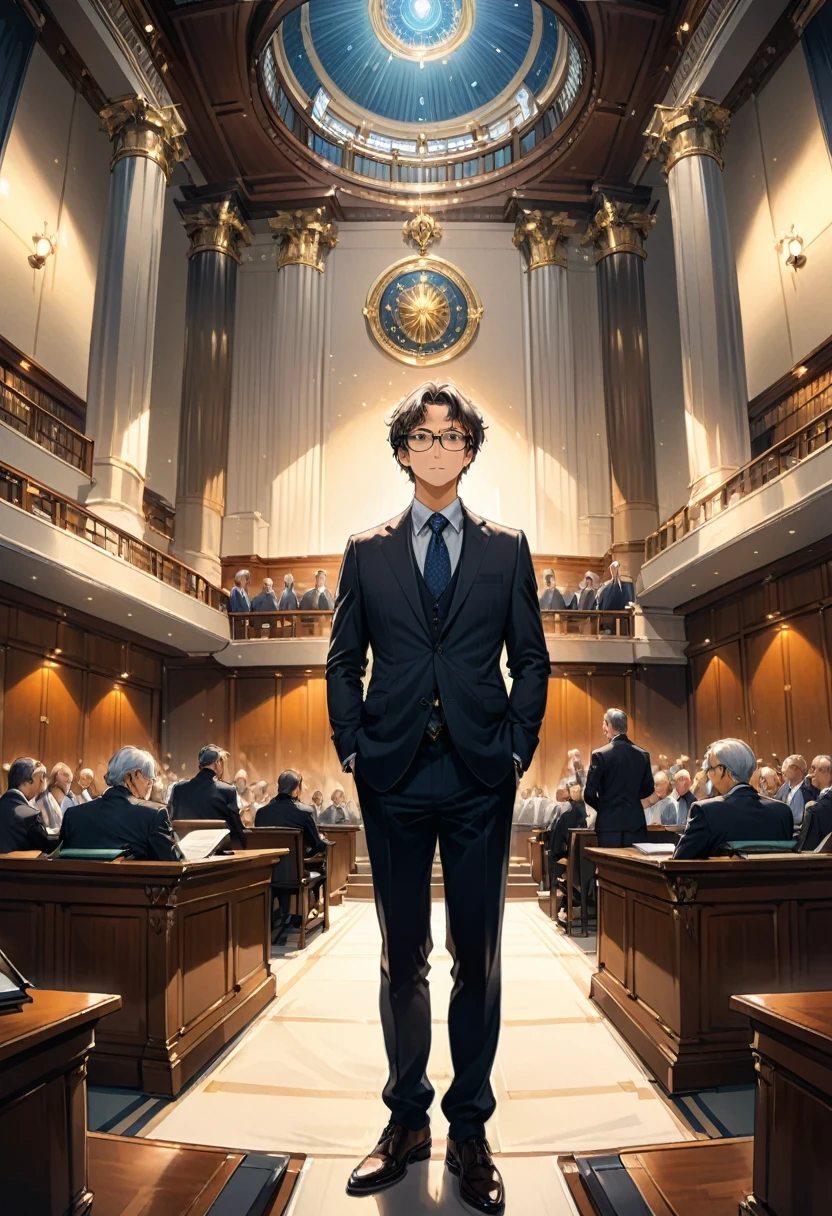 (Lawyer), movie "LEGAL HIGH", magazine cover, full body, award-winning, cinematic still, emotional, vignette, dynamic, vivid, (masterpiece, best quality, photorealistic, Professional, perfect composition, very aesthetic, absurdres, ultra-detailed, intricate details:1.3)