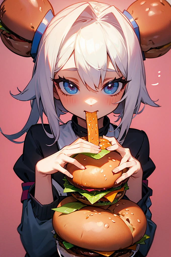 Cute girl eating hamburger erotic