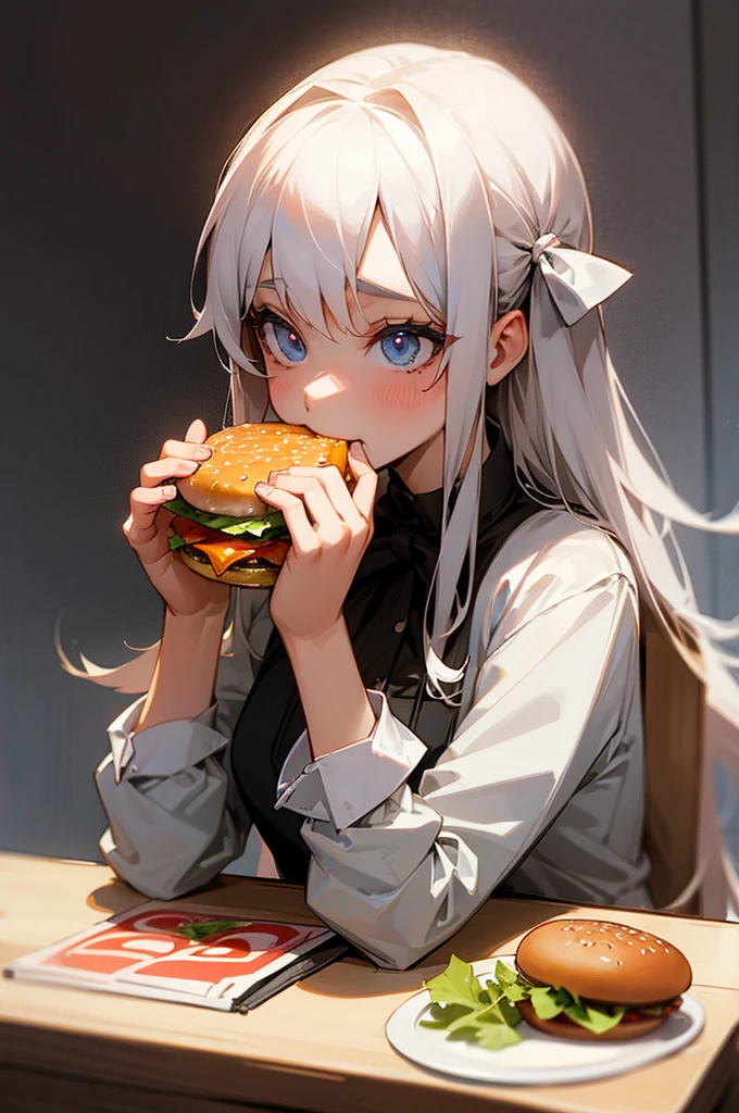 Cute girl eating hamburger erotic
