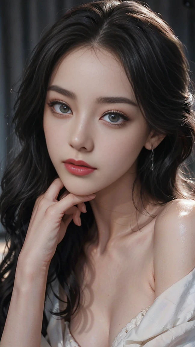 a nude woman, beautiful detailed eyes, beautiful detailed lips, extremely detailed face and skin, long eyelashes, smooth porcelain skin, elegant pose, natural lighting, cinematic composition, chiaroscuro lighting, dramatic shadows, warm color palette, oil painting style, renaissance art, photorealistic, 8k, best quality, masterpiece