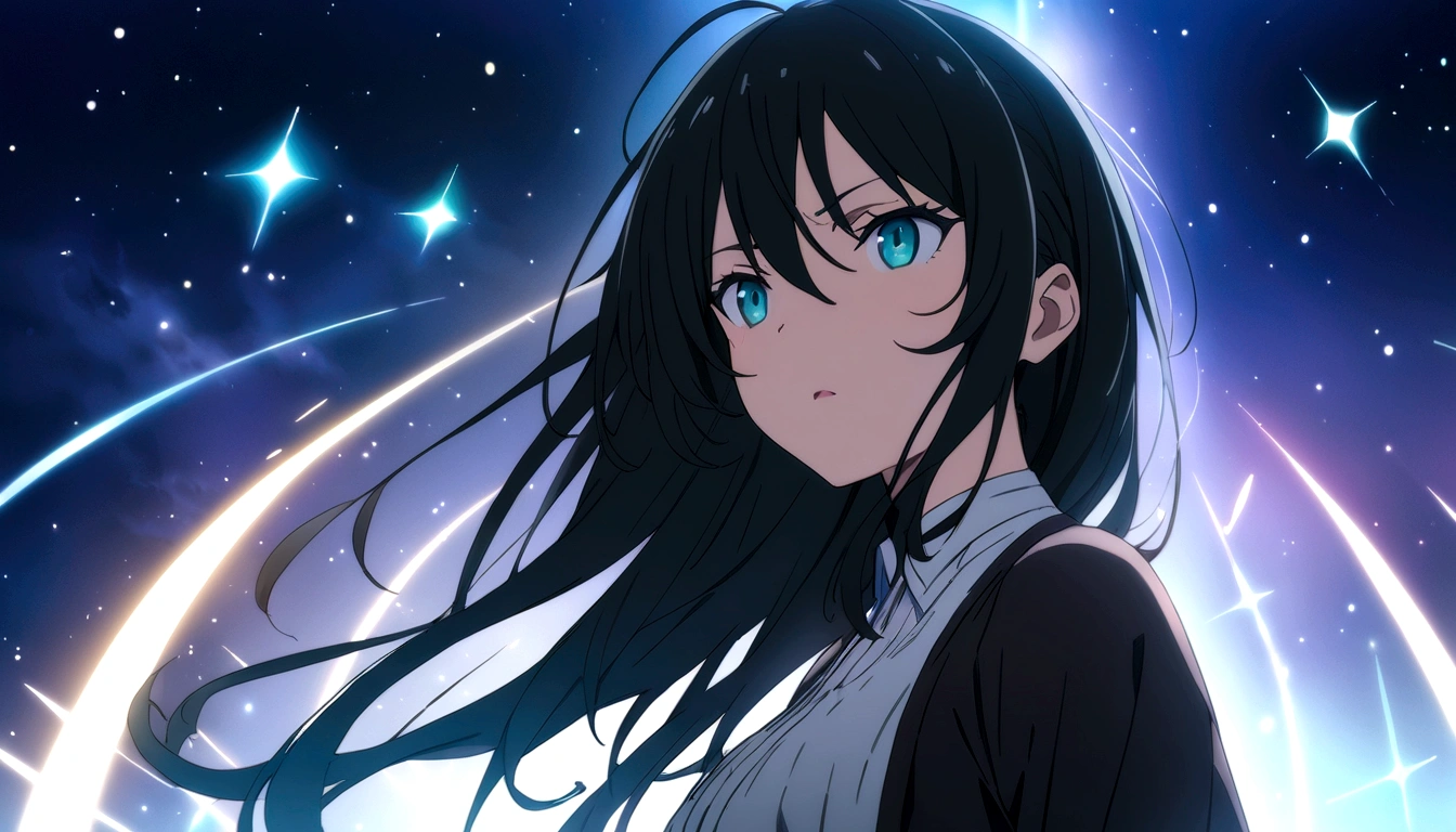 Black-haired woman,anime,masterpiece, Highest quality, High resolution,Xin Haicheng、decision、start、A motivated expression、
