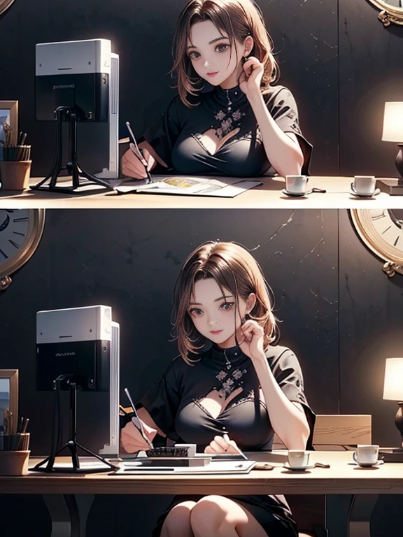 ((((highest quality))))、(((Ultra-precision CG16K wallpaper)))、(((masterpiece)))、(((Super detailed)))、(((super extreme details)))、((1people's women))、mature woman、24 year old woman、(((clarity、detailed face:1.6)))、((Japanese face))、((very beautiful face))、((did:1.5))、((straight long ponytail hair、blunt bangs:1.5))、(shiny brown hair)、((Big eyes with double eyelids))、beautiful delicate eyes、brown eyes、raised eyebrows、high nose、small nostrils、small mouth、seductive lips、beautiful breasts、((C cup size breasts))、cleavage、plump body、(Chubby body type)、perfect proportions、perfect anatomy、perfect composition、beautiful detailed shading、beautiful natural lighting、beautiful detail glow、Depth of the bounds written、(((High chroma)))、(((real:1.9)))、((vivid:1.5))、((edge:1.6))、((beautiful skin))、((skin texture))、((Realistic skin feel))、(((bust shot:1.6)))、((front view:1.8))、((shy smile:1.5))、(Eyes looking at me:1.5)、Bright daylight、Natural light、(((plain background:1.3)))、(standing pose:1.5)、(((micro bikini swimwear_black clothes:1.6)))、((earrings、wearing necklace:1.3))、