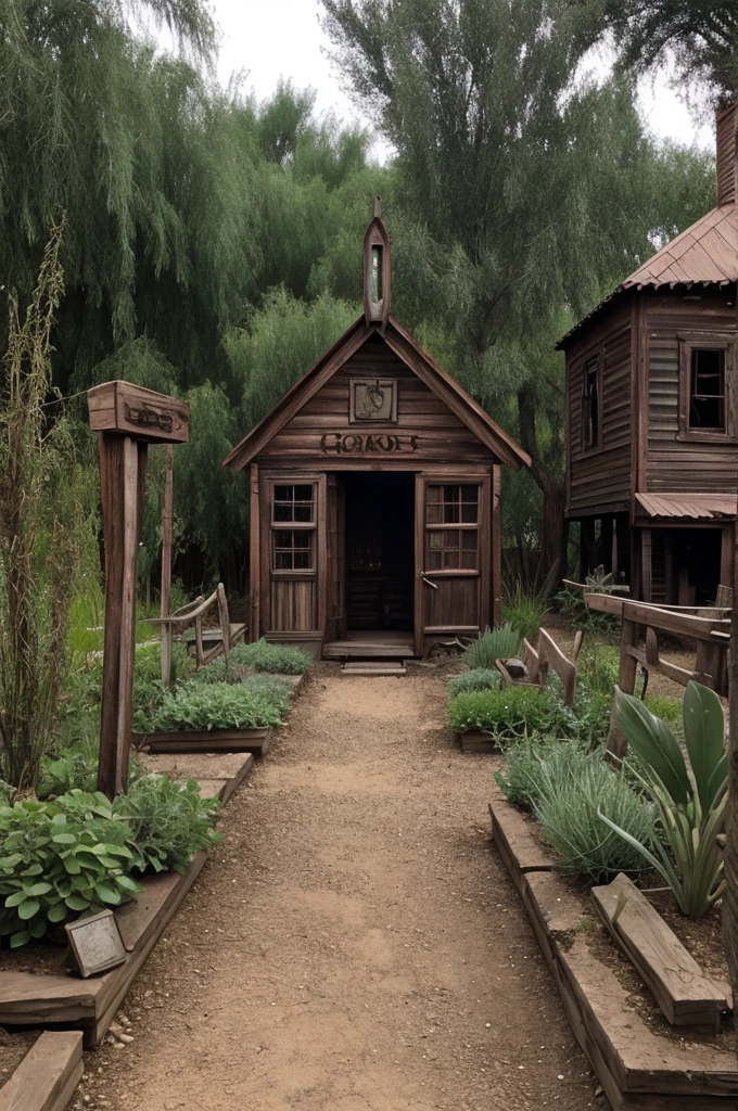 image of horror garden in ghost town