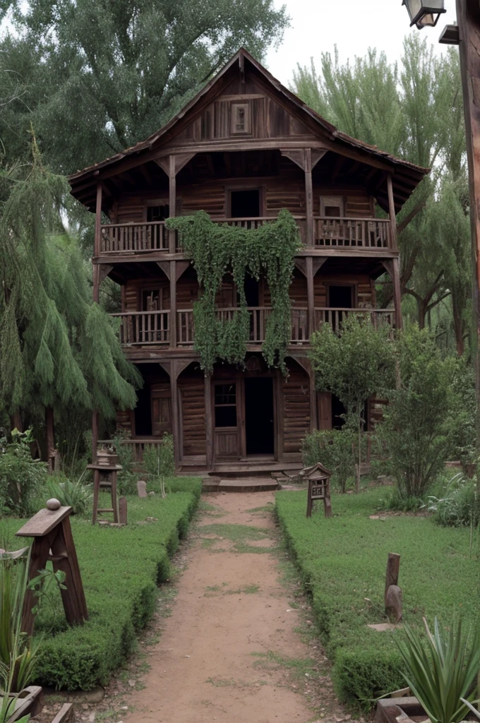 image of horror garden in ghost town