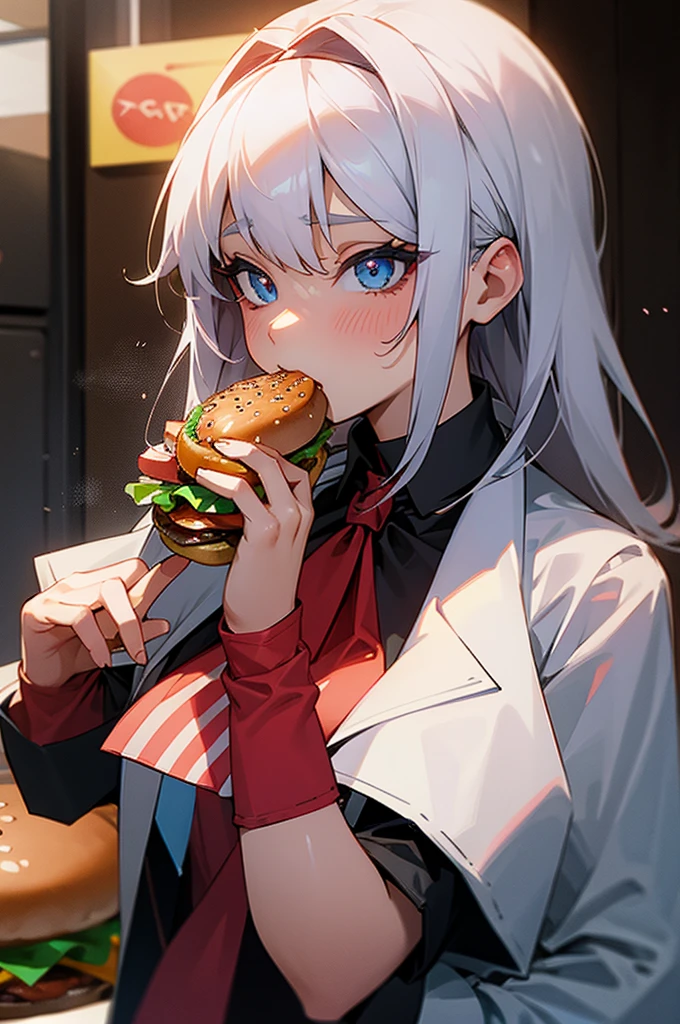 Cute girl eating hamburger erotic