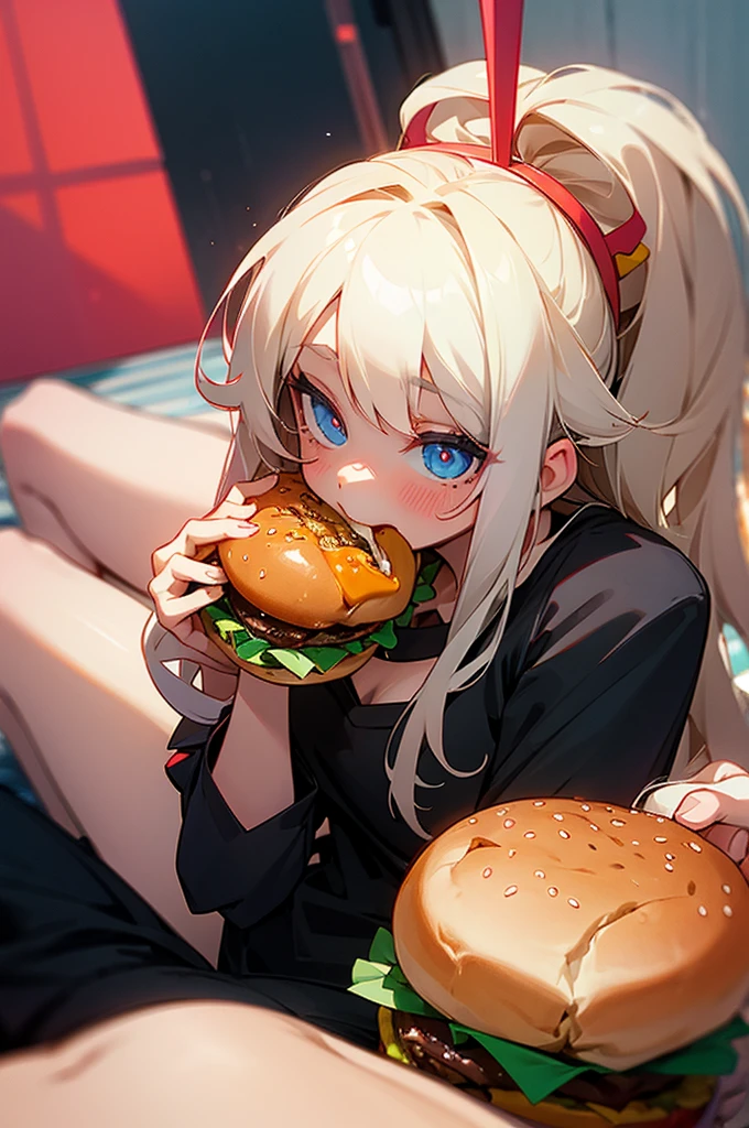 Cute girl eating hamburger erotic