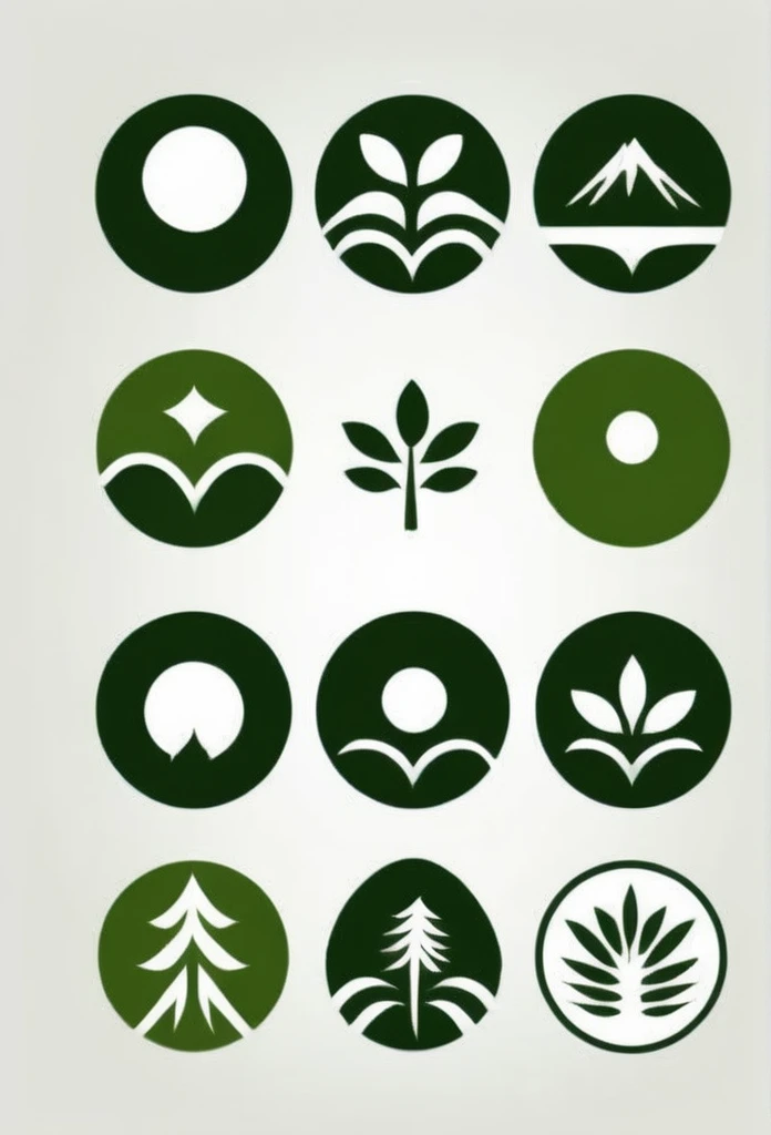The logo color of Japanese companies is moss green, a lush forest、nature、forest、Healing、A reassuring logo. A very cool design. Chic and modern design. Monotone background is pure white.