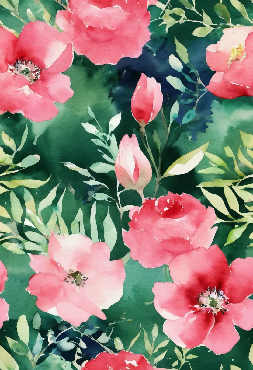 a watercolor Floral with pink flowers and green leaves, ダークなFloralの壁紙, Floral, seamless pattern design, Floral wallpaper, neon Floral, Floral 花 カラフル, Flower pattern in the garden, floral motif, Floralの壁紙, 華やかなFloral, Floraled skin, Floralの背景, Floral, Repeating Pattern, Flowers and flowers, Flower Regeneration, Floral Explosion