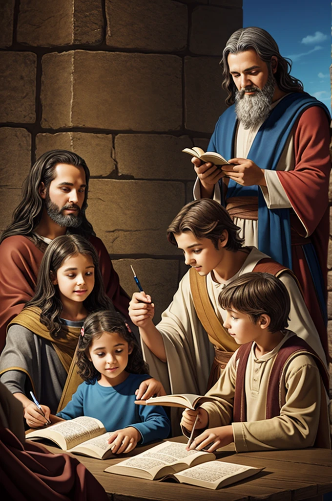 Drawing of the new and old testament for children