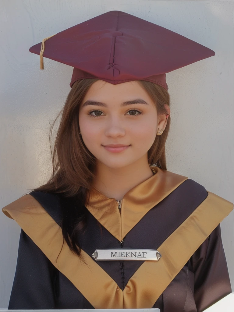 photo of girl at graduation, initial graduation photo, photo of girl with cap and gown