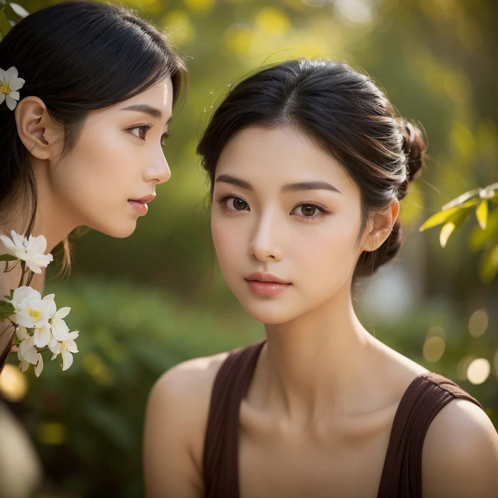 Facing forward　Neutral atmosphere　Dignity and Health　beautiful顔　Golden ratio facial features　nature　No makeup　beautiful　good looking　Oriental　40s