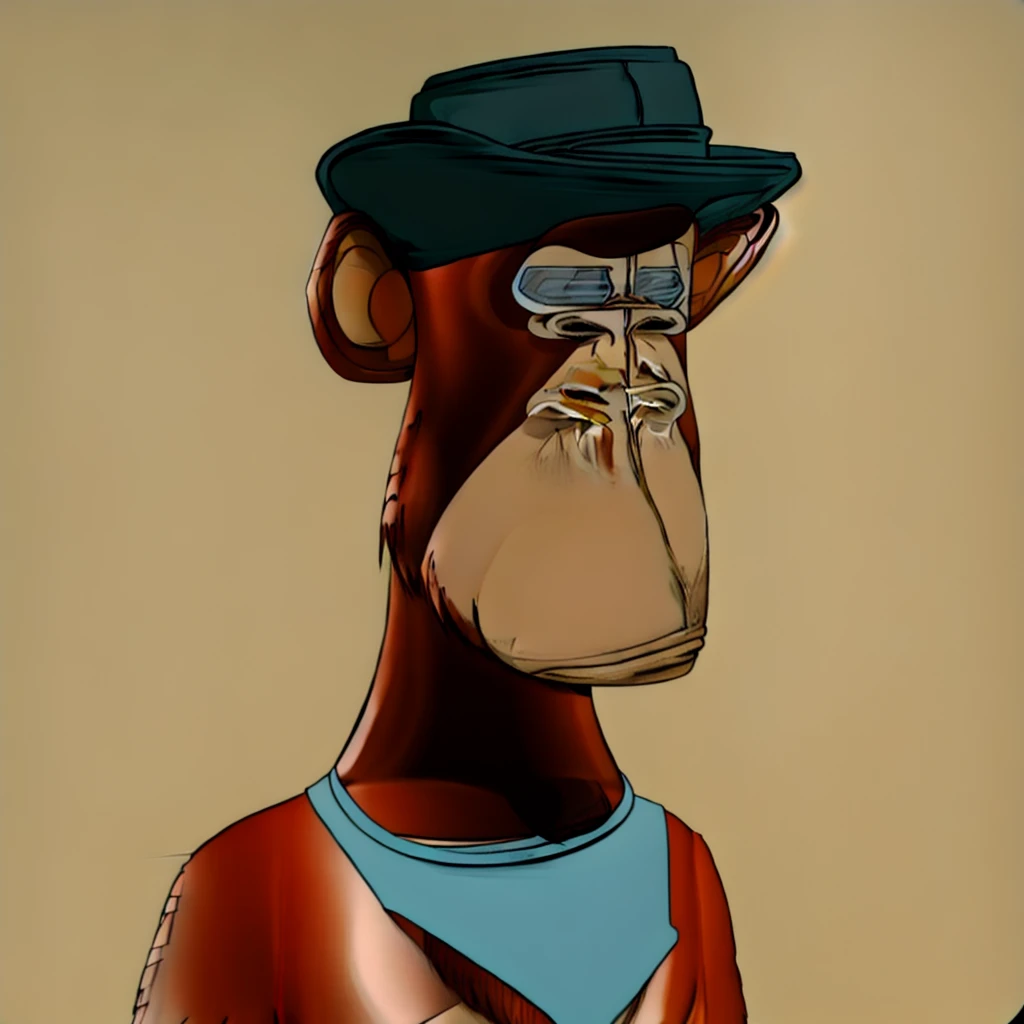 crie uma nft de macaco bored ape yatch club com bucket hat da nike e oculos futurista com camisa expensive, ONLY THE HEAD AND TORSO