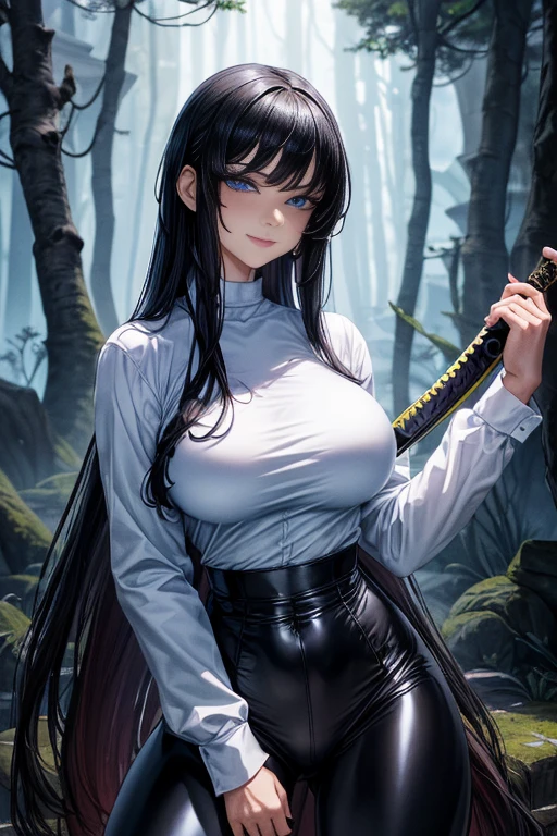 anime girl sitting on a rock in a forest with a river, seductive akame portrait, akame, portrait of akame, akame, akame portrait, akame, realistic anime hyperrealistic style, 2. 5 d cgi anime fantasy artwork, smooth anime cg art, realistic anime artstyle, seductive anime girl, hyperrealistic anime realistic