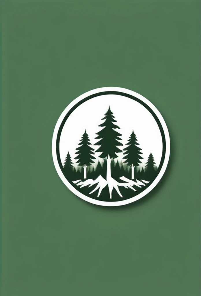 The company logo color is moss green, a lush forest、nature、forest、Healing、A reassuring logo. A very cool design. Chic and modern design. Monotone background is pure white.