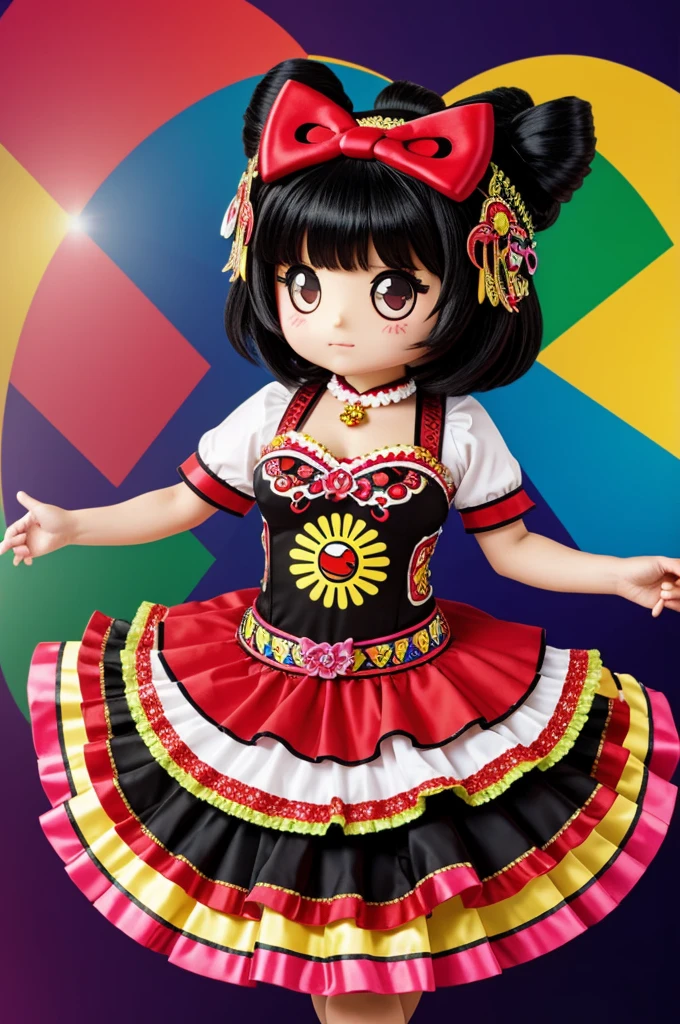 Make me a chibi Hello Kitty with the Bolivian Diablada dance costume