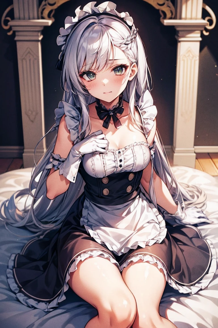 See through,underwear,(masterpiece, Highest quality:1.2),figure,8K,High resolution,One girl,alone,very_length_hair,big_chest,white_hair,前hair,chestの谷間,Braiding,green_eye,French_Braiding,collarbone,purple_eye,Lock,collar,dress,Frills,Maid,Maid_headdress,white_gloves,white_Knee socks,Maid_apron,white_apron,Frillsの_apron,gray_hair,Frillsの_gloves,greenい夏の空,Washing,hold the sheet in your hand,Respect,長いgloves、Fascinating、invite、sexy、dynamic、squat。Spread your legs。Sitting