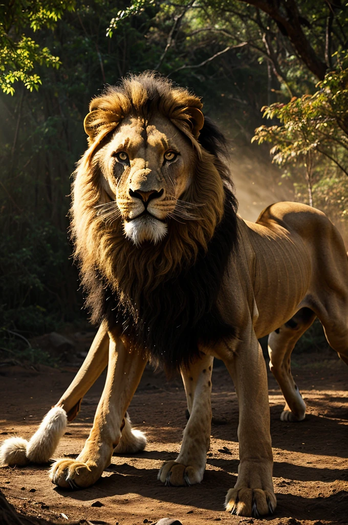 Lion attacking a handsome Indian name (priyanshu),pele brilhante, SELVA, volumetric lighting