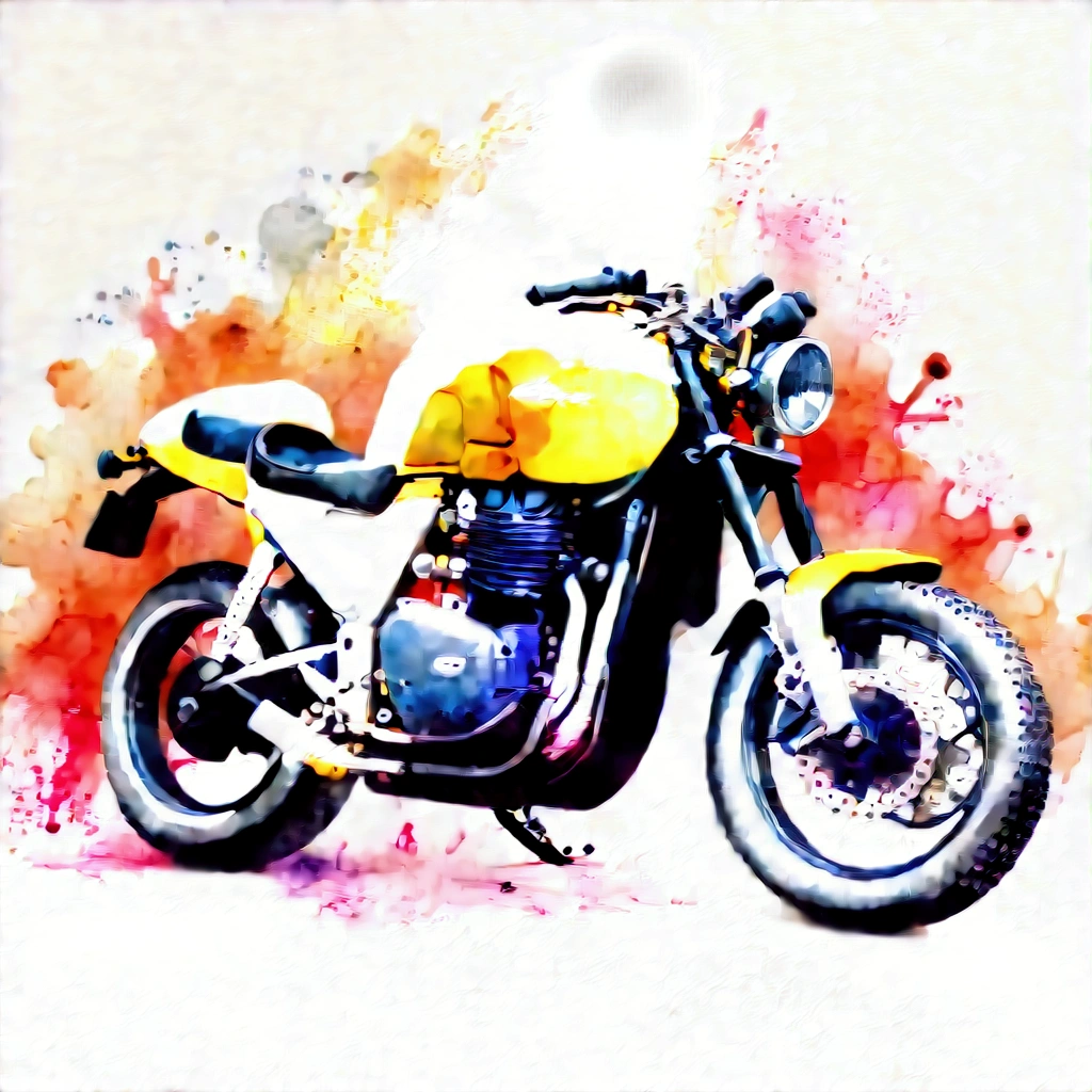 ((masterpiece)), 8k, super detail, award winning, highres, best quality, accurate,((best quality:1.2)), ((watercolor)), (((solid white background))), ((minimalist)), ((negative space)), triumph motorcycle