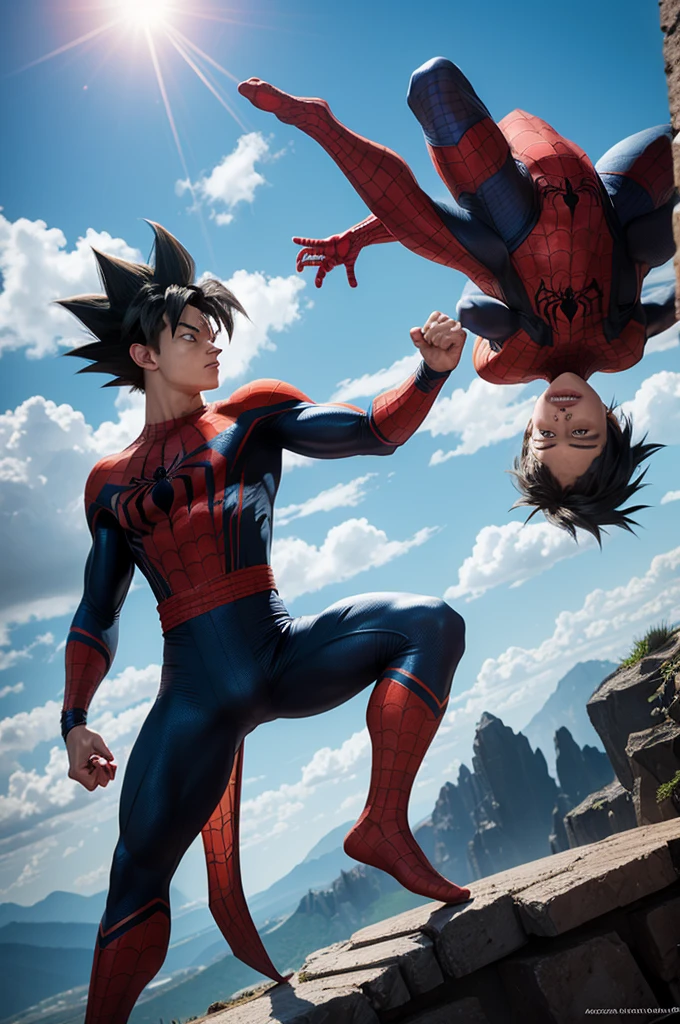 Goku fighting Spider-Man