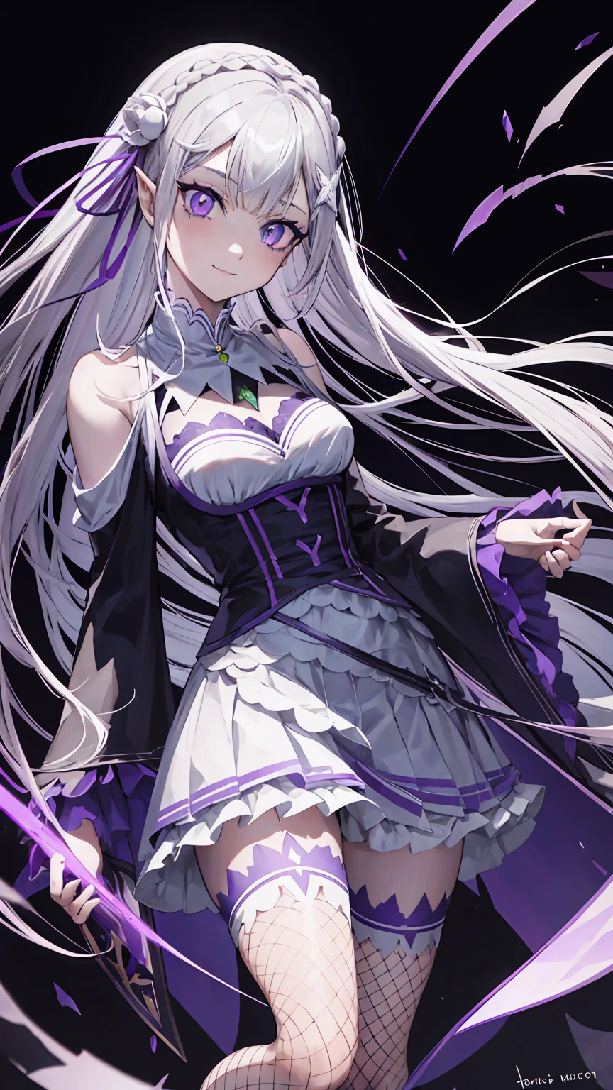 Lezero Emilia, emilia, braid, Crown braid, flower, Hair Flower, hair ornament, Hair Ribbon, Long hair, pointy ear, (Purple eyes:1.2), White hair, x hair ornament,
thighs thighs thighs thighs, white thighhig, Wide sleeves, zettai ryouiki,dressed in crustpunk clothing, Long skirt in fishnet stockings and tartan, Goscoax, inspired by Nan Goldin, taken in 2 0 2 0, gothic horror vibes, Elvira in tattered clothes, profile image, Cybergoth, Airen Horrors, Charming and frightening
break (masutepiece:1.2), Best Quality, High resolution, Unity 8k Wallpaper, (Illustration:0.8), (Beautiful detailed eyes:1.6), extra detailed face, Perfect Lighting, extremely details CG, (Perfect hands, Perfect Anatomy),is standing、Evil Fall, 1girl in, solo, pubic tattoo,Lipakeup、lip stick、eye line / Mascara Eyeshadow Evil Fall、Bad Woman、bad looking、Empty eyes、Psychopaths、Eyes pink、Grinning、Smile, lightsmile,Knives、low angles、leggy、Long leguchimuchi、Transparent pupils、fullbody image、high-heels、tattoo on stomach
