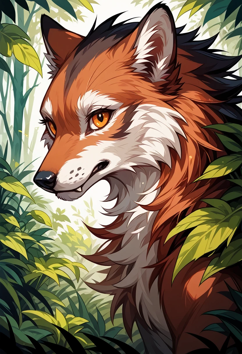 wallpaper of smartphone, A girl and a wolf meet in the forest, flat Design, vector illustrations, graphic illustration, detailed 2d illustration, flat illustration, digital illustration, digital artwork,