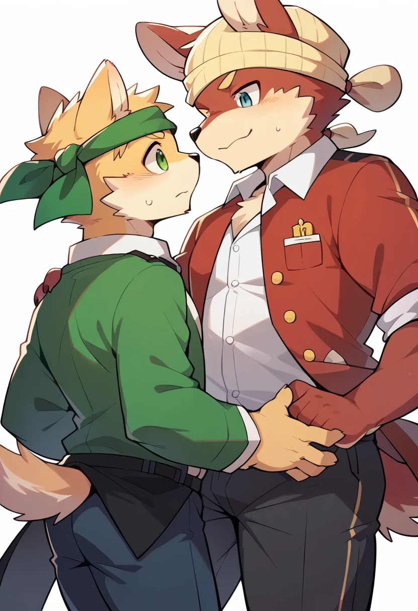 novel illustration, cover page of mystery, highres, top quality, best quality, paid reward available, unparalleled masterpiece, perfect artwork, absurdres, High-quality illustrations, perfect anatomy(2boys, SHERLOCK Holmes, kemono, furry anthro),