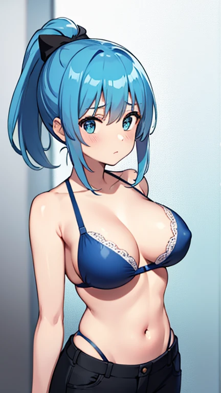 Blue ponytail、tits、bikini