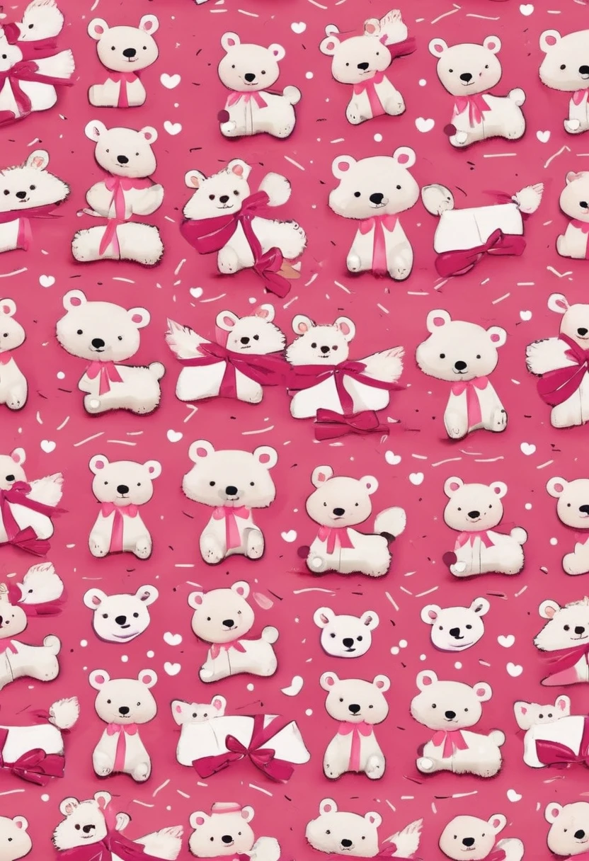 seamless pattern design,Check patternMERRYTHOUGHT,Cheeky Bear,cute,ribbon,Pink,Friendly atmosphere,Bigger in the center