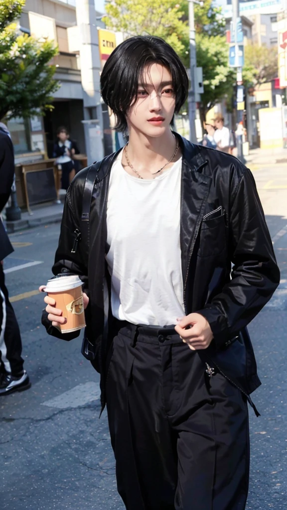 On a bright and bustling street, you might see a young man who stands out with his striking and captivating appearance. His face bears a resemblance to Hyungwon from Monsta X, with sharp facial features, deep and expressive eyes, and charming lips. His skin is smooth and radiant, almost as if it glows from within.
What makes him even more noticeable is the pronounced bulge in his pants. The bulging is not due to ill-fitting pants but rather a result of his genetic physical characteristics, giving him a unique and distinguished figure.
His fashion sense is modern and stylish. He opts for pants made of stretchy and form-fitting material. The pants are dark-colored, helping to minimize the emphasis on the crotch area and making it look more natural and subtle.
Whether he is strolling through a park or sipping coffee in a café, he exudes confidence and knows how to dress appropriately for his body shape. Passersby can't help but turn their heads in admiration, captivated by his one-of-a-kind charm.